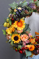 jesienny wianek ze słonecznikiem, Słońce w Lesie, śr.45cm 