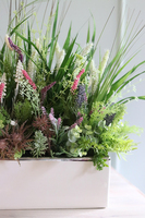 kompozycja z trawami w białej donicy, Refani, wys.45cm