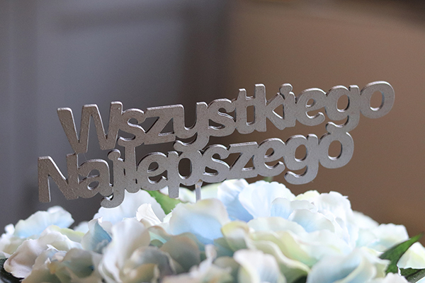 BestWishes, napis - życzenia do kompozycji, Wszystkiego Najlepszego, wym.5x17cm