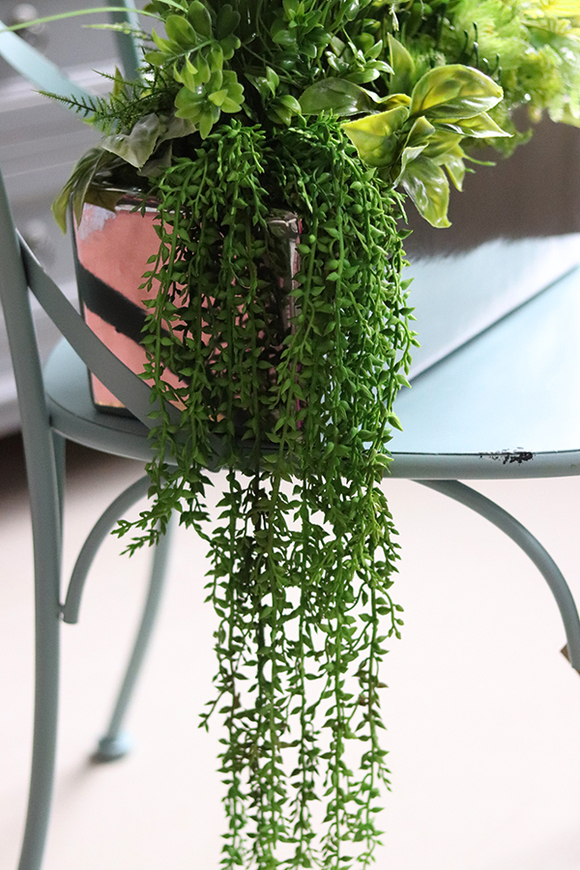 Anya Modern, kompozycja Trawy & Sukulenty w lustrzanej donicy, wys.68cm