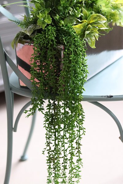 Anya Modern, kompozycja Trawy & Sukulenty w lustrzanej donicy, wys.68cm