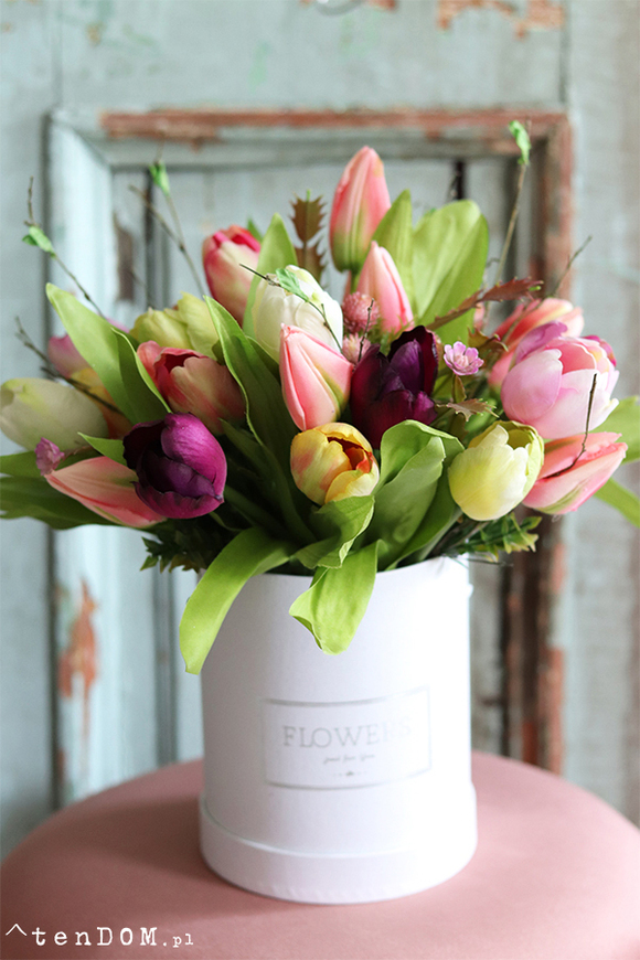 flowerbox z tulipanami, Wiosenny Szyk Modeno, wys.36cm