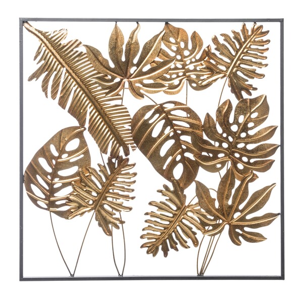 Jungle Glamour 2, złoty decor ścienny, wym.70x70x2cm