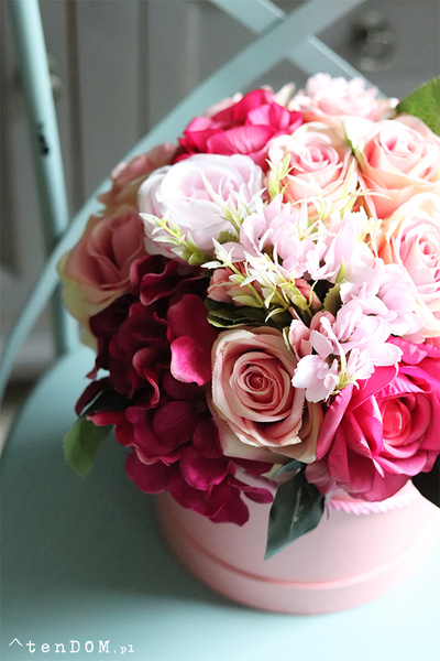 flowerbox w różu, Malinowa Słodycz, wys.28cm