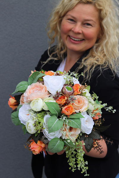 Supreme, kompozycja kwiatowa / bukiet, w lustrzanej donicy, wys.30cm