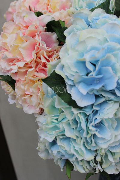 bukiet jasnoróżowych hortensji Samba 5szt. główek kwiatów, wys.46cm