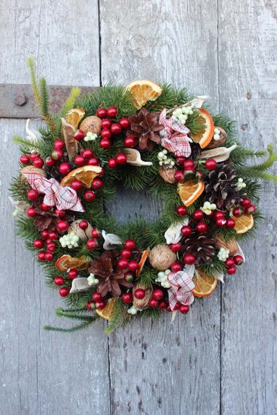 elegancki wianek na drzwi, Kompot z Suszu, śr.27 cm