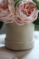 beżowy welurowy flowerbox z piwoniami, Severna , wys.24cm