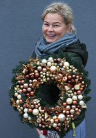 bardzo bogaty złoty wianek świąteczny, Złote Święta, śr.45cm 