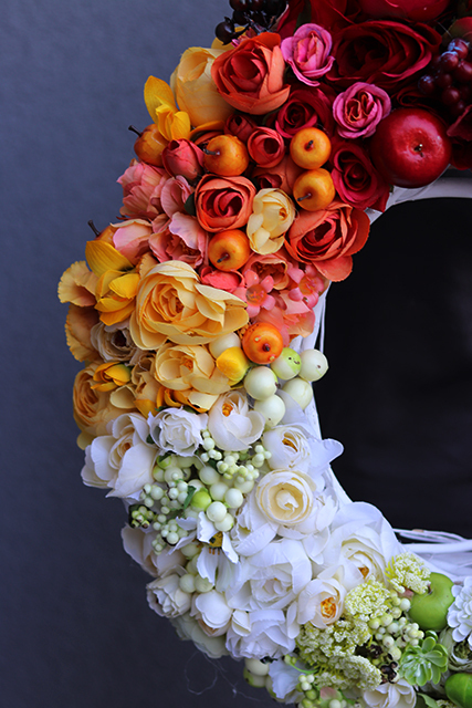 bardzo duży przepiękny wieniec / wianek Rainbow 2, śr.45cm