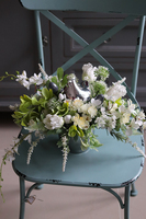 Blue Relis, wielkanocny stroik w lustrzanym naczyniu, wys.26cm