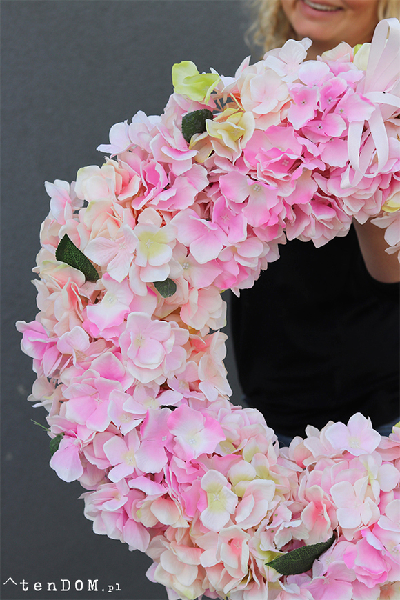 duży wianek na drzwi Hortensja Różowa New, śr.56cm 