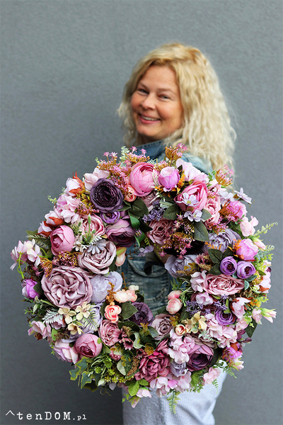 Caryca Purple, bajeczny kwiatowy wianek, śr.47cm