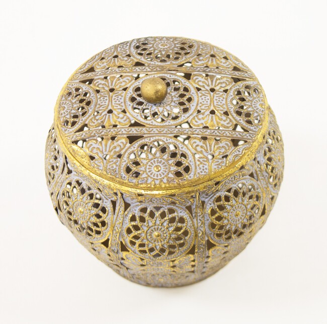 Indie Gold A, ażurowy pojemnik, wym.13x13.5cm