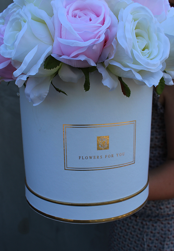 duży flowerbox / kompozycja kwiatowa / bukiet Mariella, wys.38cm