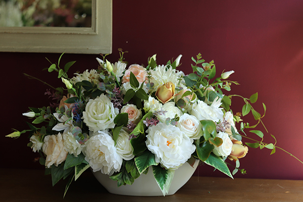 dekoracja kwiatowa w ceramicznej donicy, Jelinia, wym.45x80x60cm