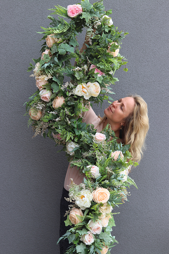 Eligia Grey, wypożyczenie girlandy z wysokiej jakości sztucznych kwiatów, dł.100cm 