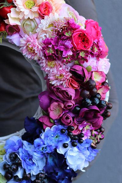 bardzo duży przepiękny wieniec / wianek Rainbow 2, śr.45cm