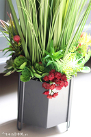 Canada Antracyt, sztuczna trawa z sukulentami w metalowej donicy, wys.80cm