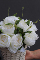 biały kosz z peoniami, Kamina, wys.30cm