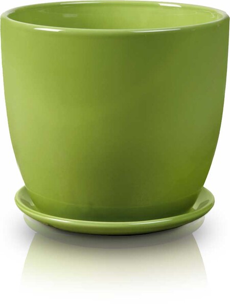 Amsterdam donica ceramiczna o okrągłej podstawie zieleń 13x12cm