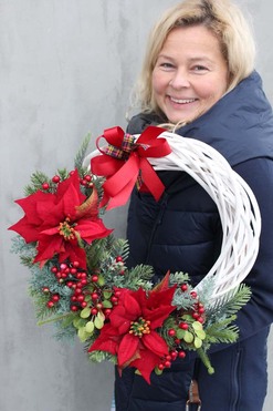 Gwiazda Betlejemska wianek stroik dekoracyjny, szer.40cm