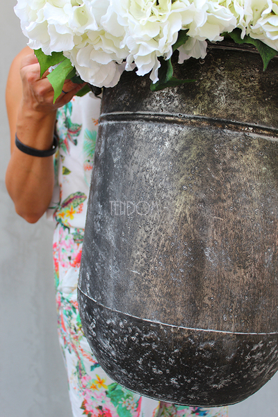 kompozycja kwiatowa Grigio biała hortensja XL, wys.70cm