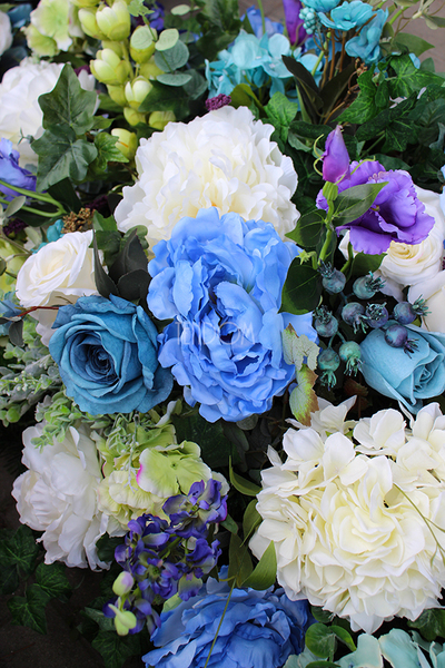 dekoracja / wiązanka nagrobna XXL Niebieska, dł.145cm 