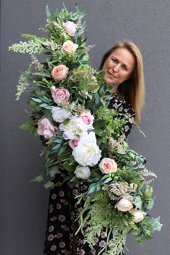 girlanda z wysokiej jakości białych i różowych kwiatów, Eligia Renoma, dł.100cm