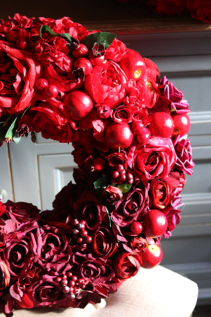 czerwono - bordowy wianek Czerwień, śr.43cm 