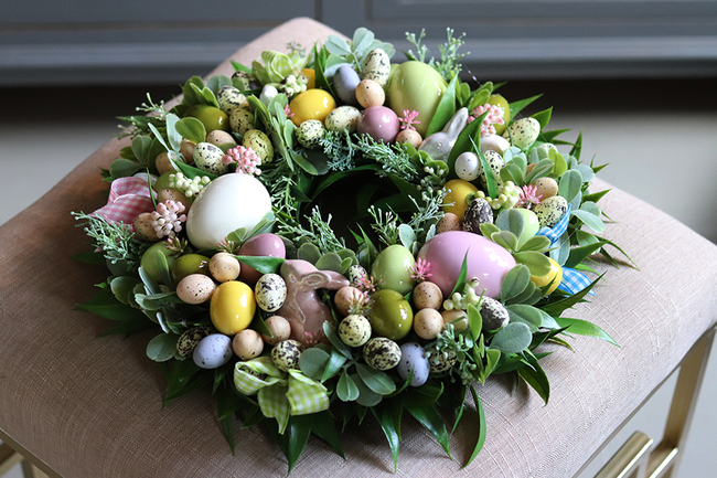 dekoracyjny stroik na stół / wianek na drzwi, Pastelowe Marzenie, śr.32cm