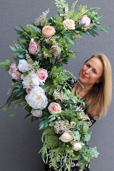 girlanda z wysokiej jakości białych i różowych kwiatów, Eligia Renoma, dł.100cm