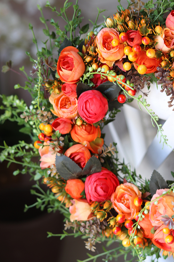 dekoracyjny wianek na drzwi, Orange Time, śr.35cm