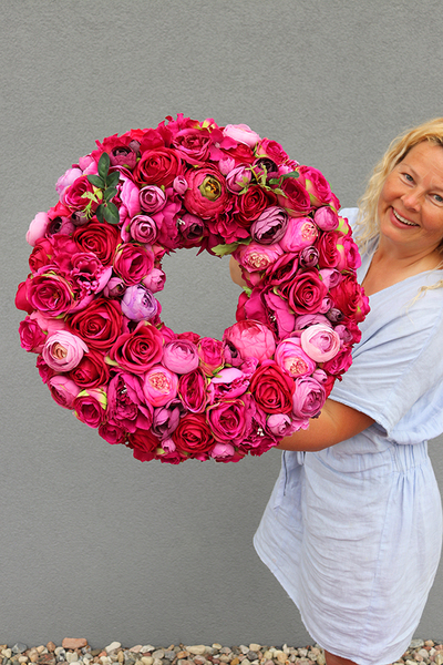 Brightenna Big, bardzo bogaty, fuksjowy wianek, śr.50cm 