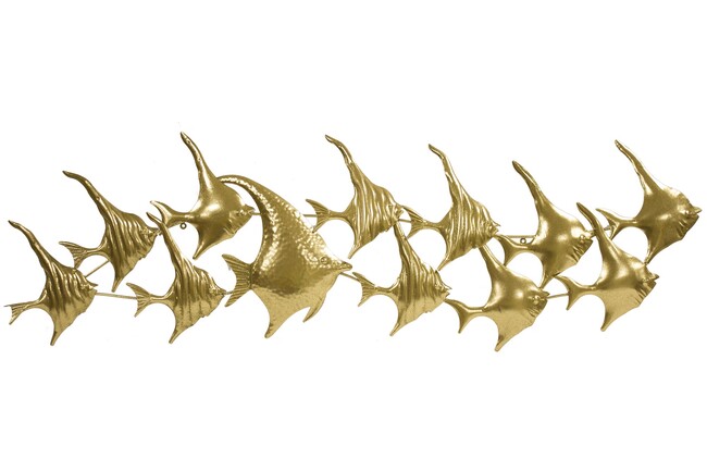 marynistyczny złoty decor ścienny, Angelfish, wym.44x142cm