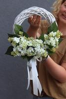 Wiosenny Bez, wianek z białego bzu, śr.35cm