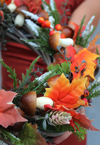 jesienny wianek na drzwi, Prawdziwki, śr.40cm