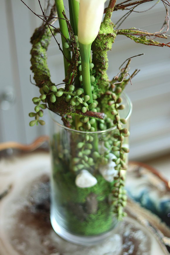 Marimo Kalle, wysokiej jakości kompozycja kwiatowa w szkle, wys.74cm