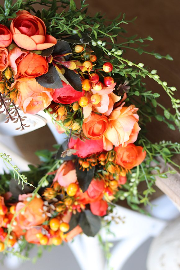 dekoracyjny wianek na drzwi, Orange Time, śr.35cm