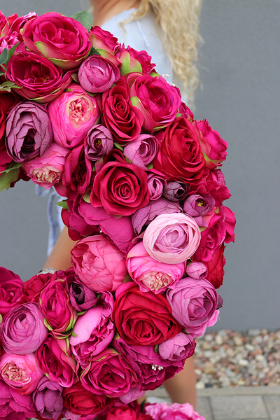 Brightenna Big, bardzo bogaty, fuksjowy wianek, śr.50cm 