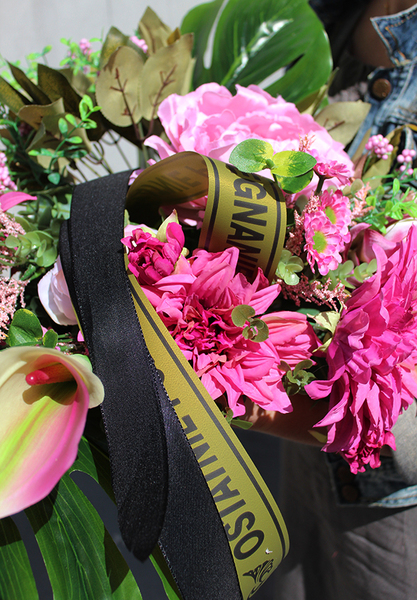 wiązanka nagrobna Pink z wstęgą Ostatnie Pożegnanie, dł.70cm