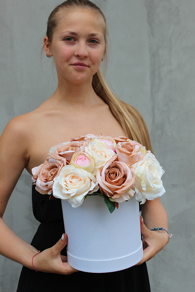 Pustynny Box, kompozycja kwiatowa / bukiet / flowerbox, wys.30cm