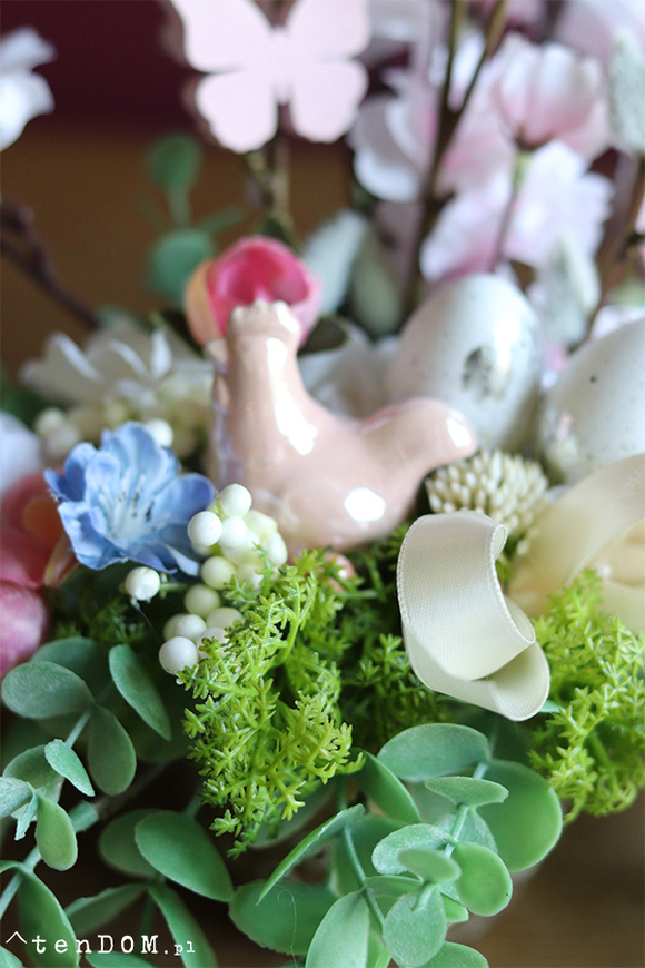 Geraya Joy, wielkanocny mini - stroik w złotym naczyniu, wys.27cm