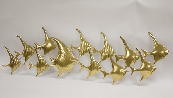marynistyczny złoty decor ścienny, Angelfish, wym.44x142cm