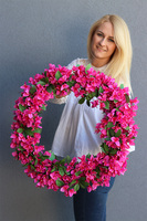 dekoracyjny różowy wianek, Bugenwilla Grecja, śr.57cm 