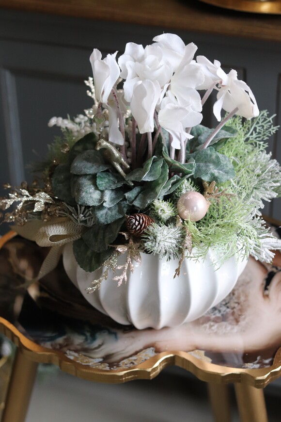 elegancka zimowa kompozycja, Cyklamenia Winter, wys.35cm 