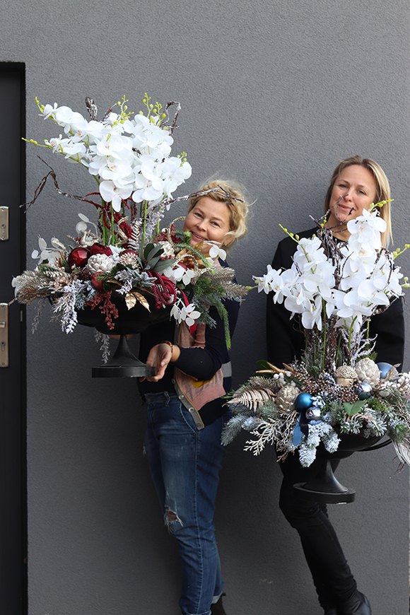 duża dekoracja świąteczna ze storczykiem, Winter Beauty Red, wys.95cm 