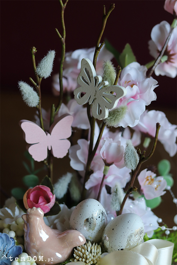 Geraya Joy, wielkanocny mini - stroik w złotym naczyniu, wys.27cm