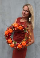 jesienny wianek na drzwi z Dyniami, śr.38cm
