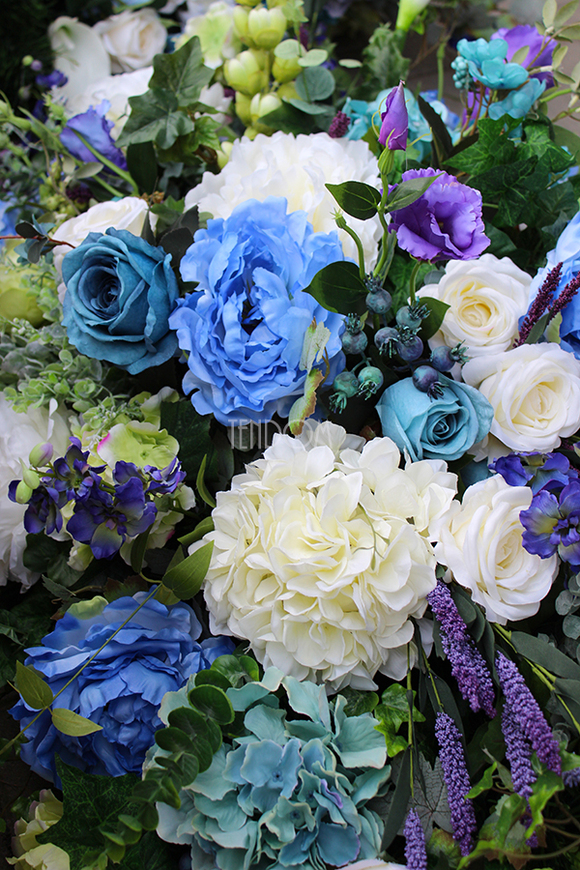 dekoracja / wiązanka nagrobna XXL Niebieska, dł.145cm 